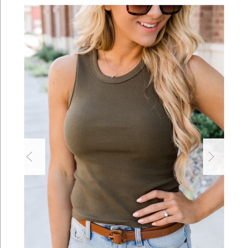 Green Ribbed Tank Top